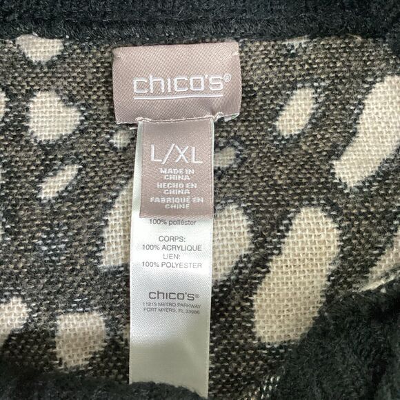 Chicos Sable Chianti Turtleneck Cape Poncho Sweater Womens L/XL Brown Cheetah - Picture 10 of 11
